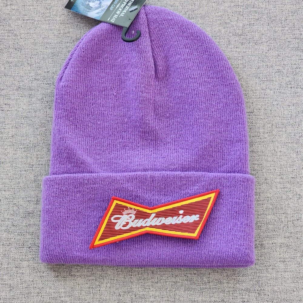 Budweiser Knit Cuffed Beanie in Lavender